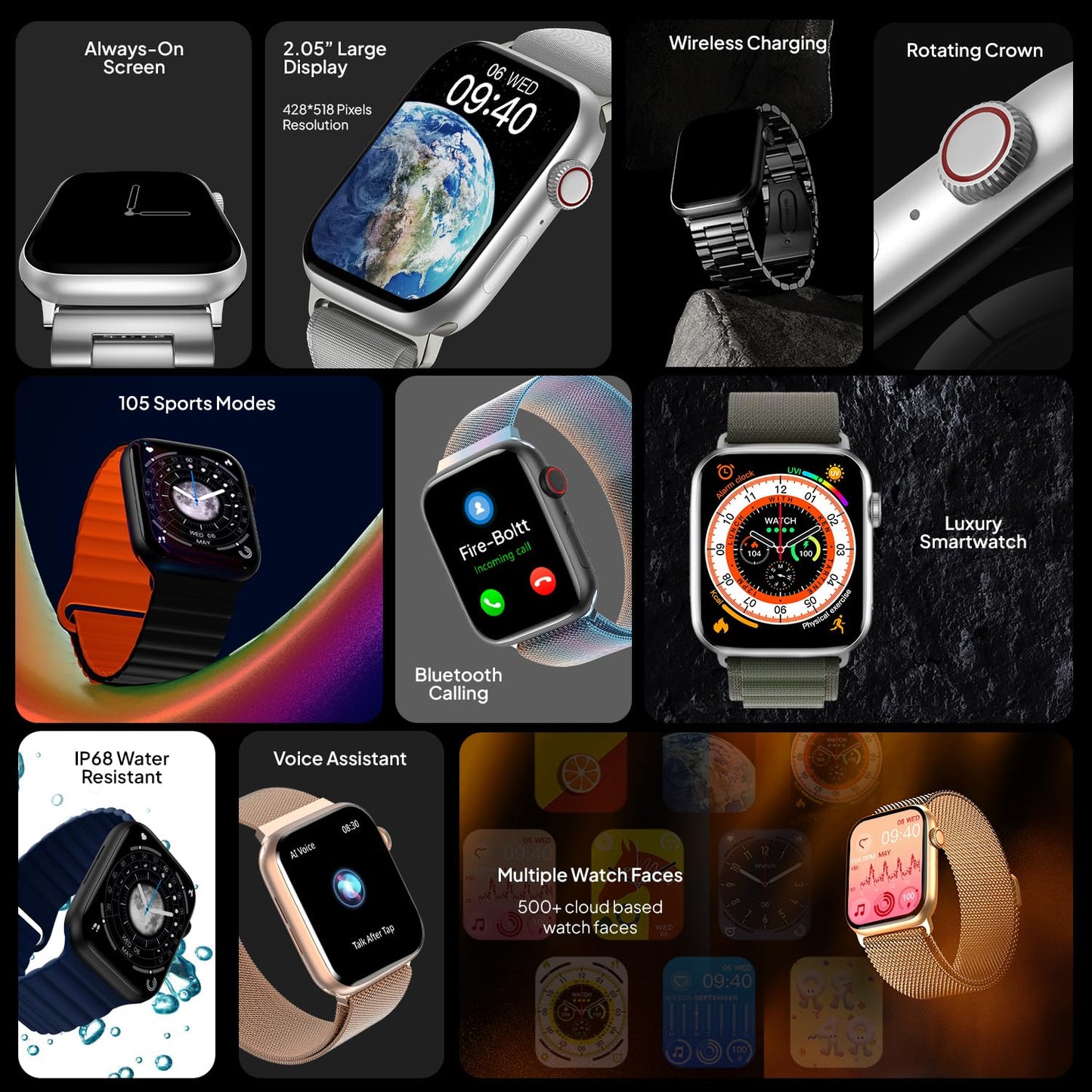 Fire Boltt Newly Launched Vogue Large 2.05" Display Smart Watch