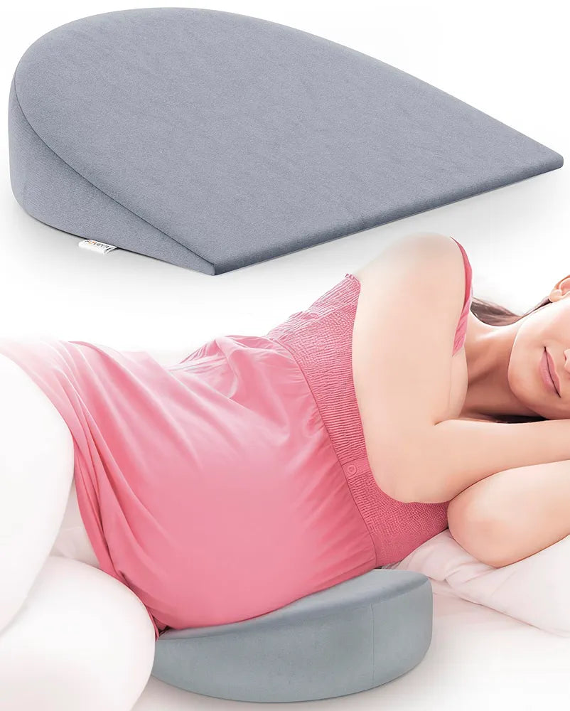 FOVERA Pregnancy Pillow for Pregnant Women | Memory Foam Maternity Pillow Wedge for Supporting Belly, Back During Pregnancy - Provides Soft-Support to The Baby Bump 