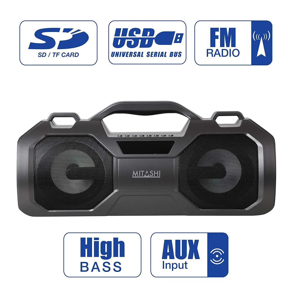 Mitashi MX 2020 Boom Box Portable Party Speaker with FM Radio and Flashing Club Lights