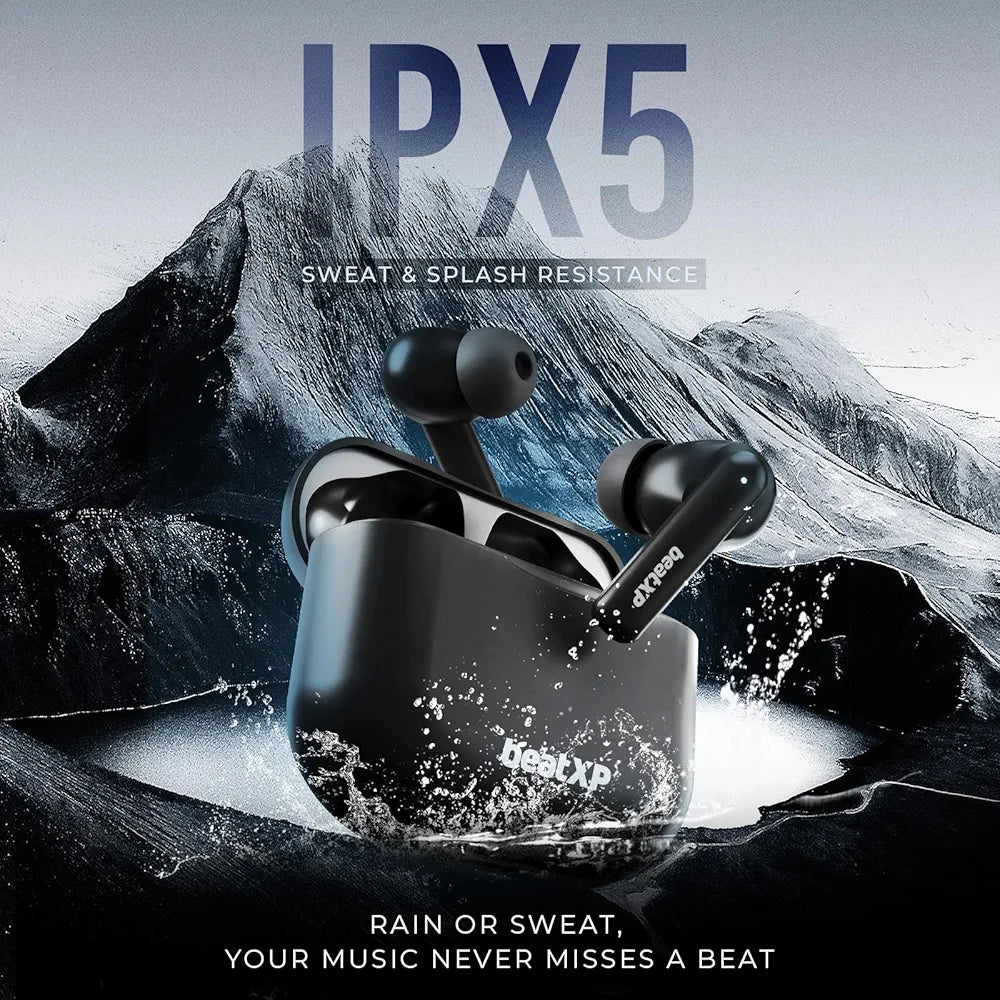 beatXP Vibe XPods Bluetooth True Wireless Ear Buds with 60H Playtime, Quad Mic ENC, Gaming Mode with 40ms Low Latency, Type C Earphone with 11mm Drivers, IPX5, BT 5.3, Touch Control 