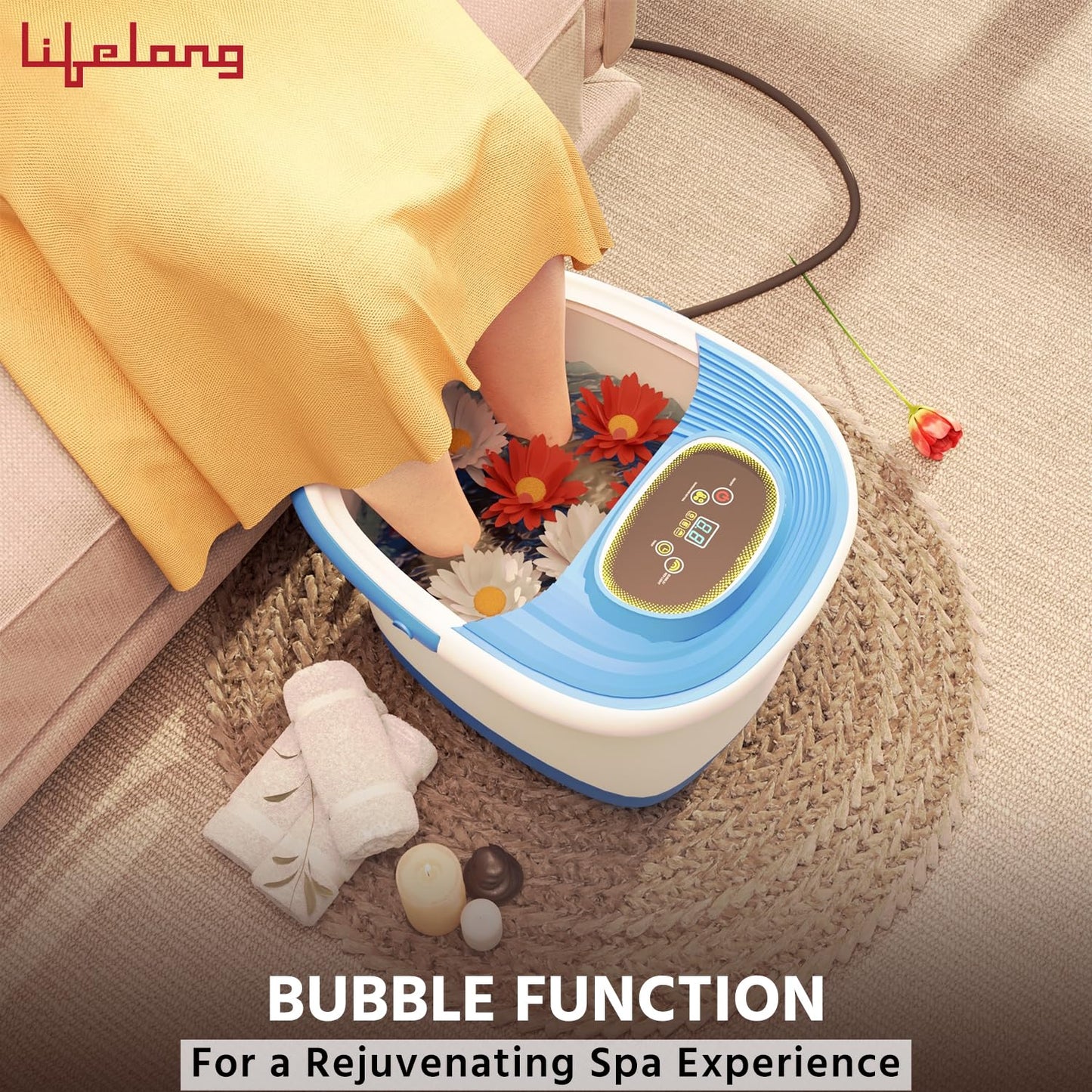 Lifelong LLM801 500W Electric Foot Massager Spa Machine With 8 Manual Rollers