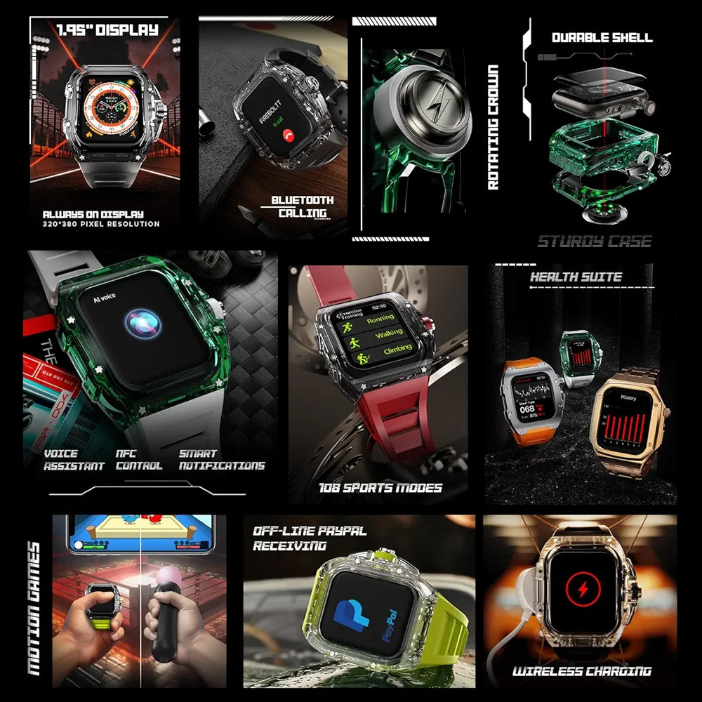 Fire-Boltt Diablo 1.95" Full IPS Touch Screen with a high Resolution 320 * 385 Pixel, 360 Health Monitoring, Wireless Charging Rugged Casing with Always On Display