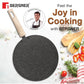 BERGNER Earth Black Non-Stick 26 cm Concave Tawa, Wooden Finish Soft Touch Handle, 3mm Thickness, Consumes Less Oil, Even Heat Distribution, White Marble Splatter, Induction Bottom and Gas Ready
