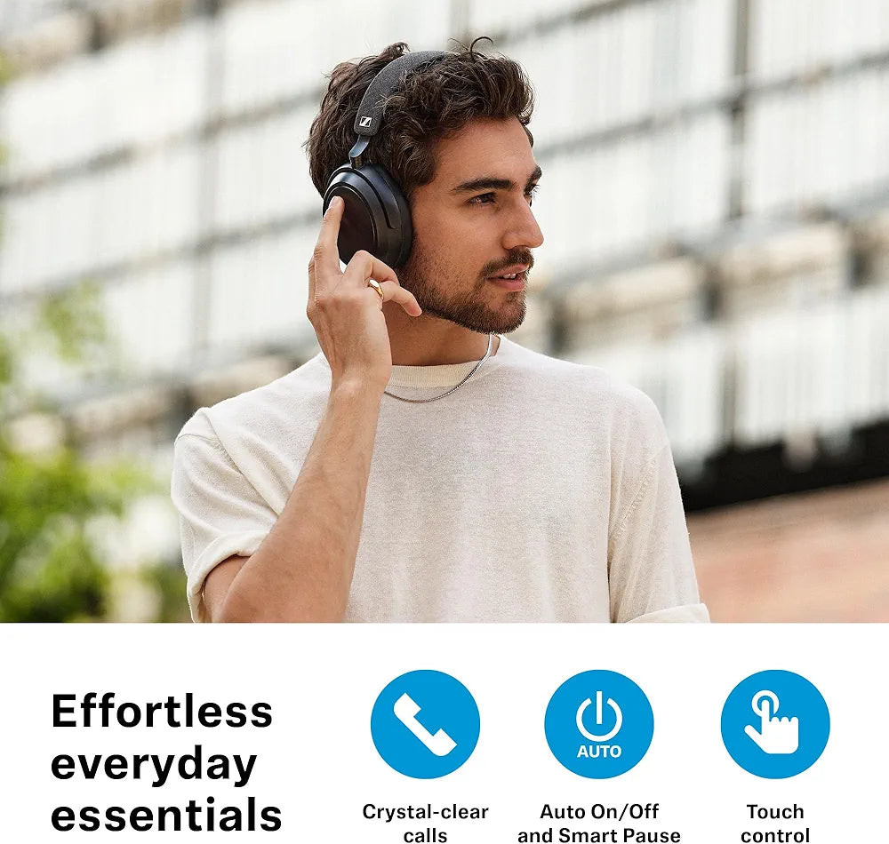 Sennheiser Momentum 4 Wireless Over Ear Headphones, German Design, ANC, 60h Battery, Customizable Sound, 4 Digital Mics for Crystal-Clear Calls, Multipoint Connectivity, 2 Yr Warranty, Black