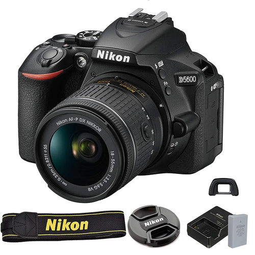 Nikon D5600 DSLR Camera with 18-55mm VR and 70-300mm Lenses + 128GB Card, Tripod, Flash, and More 
