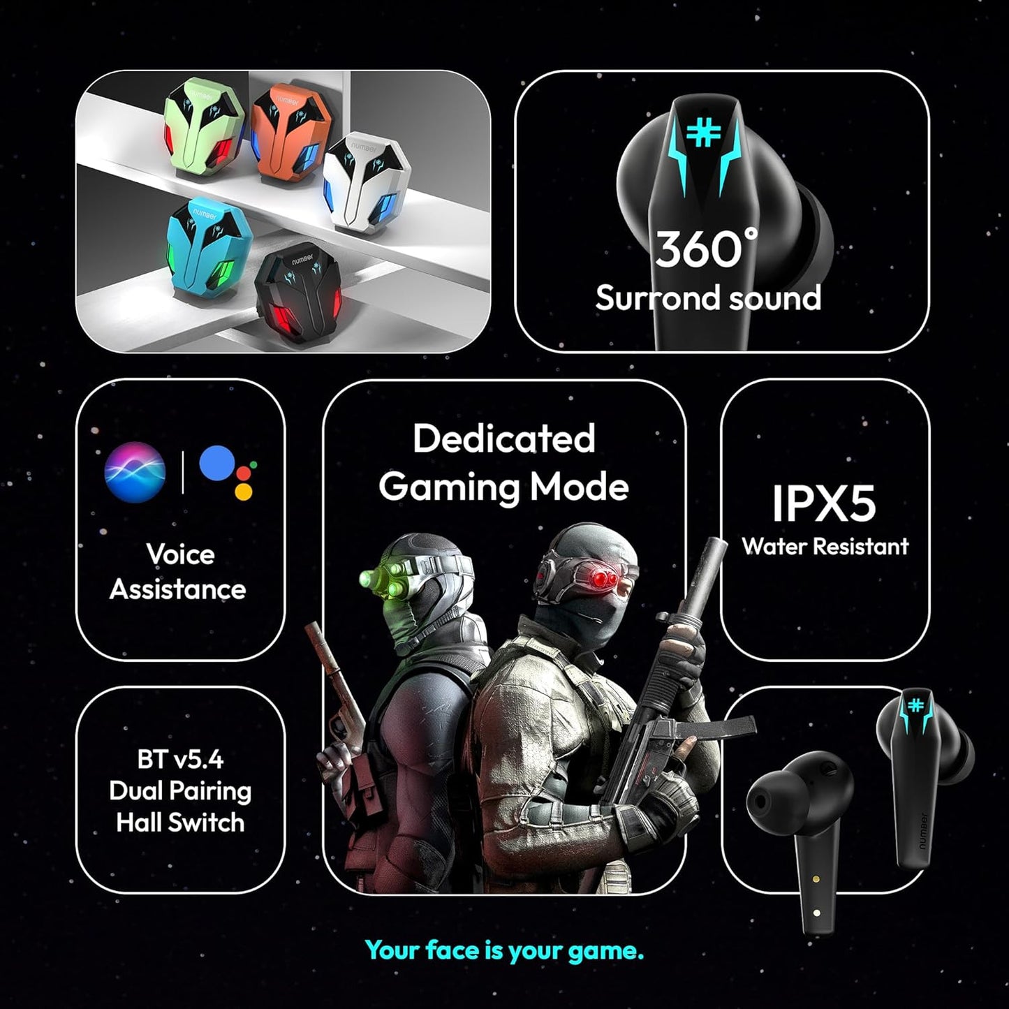 Number Super Buds Pro GT99 Truly Wireless in Ear Earbuds with 50 Hours Playtime