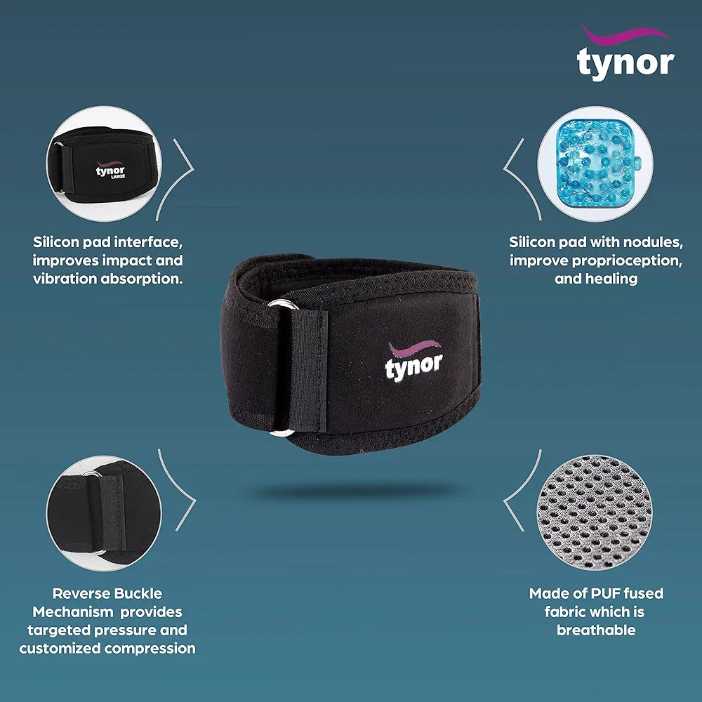 TYNOR Tennis Elbow Support, Black, 1 Unit 