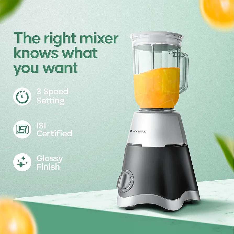 Longway Super Dlx 750 Watt Juicer Mixer Grinder with 4 Jars for Grinding, Mixing, Juicing with Powerful Motor | 1 Year Warranty | 
