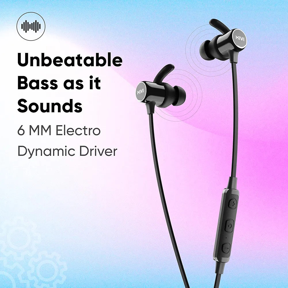 Mivi ThunderBeats 2 Upgraded Audio Bluetooth Wireless in Ear Earphones with Superior Sound, Powerful Bass, 14 Hours Playtime, Comfortable Fit, Bluetooth 5.0 with mic 