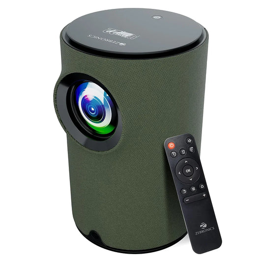 ZEBRONICS PIXAPLAY 22, Smart Projector, 3400 Lumens, 4K Support, 160 Inch Screen Size, Supports Bluetooth, HDMI, USB, WiFi, 720p Native, Powerful Speaker, Electronic Focus, APP Support, Miracast