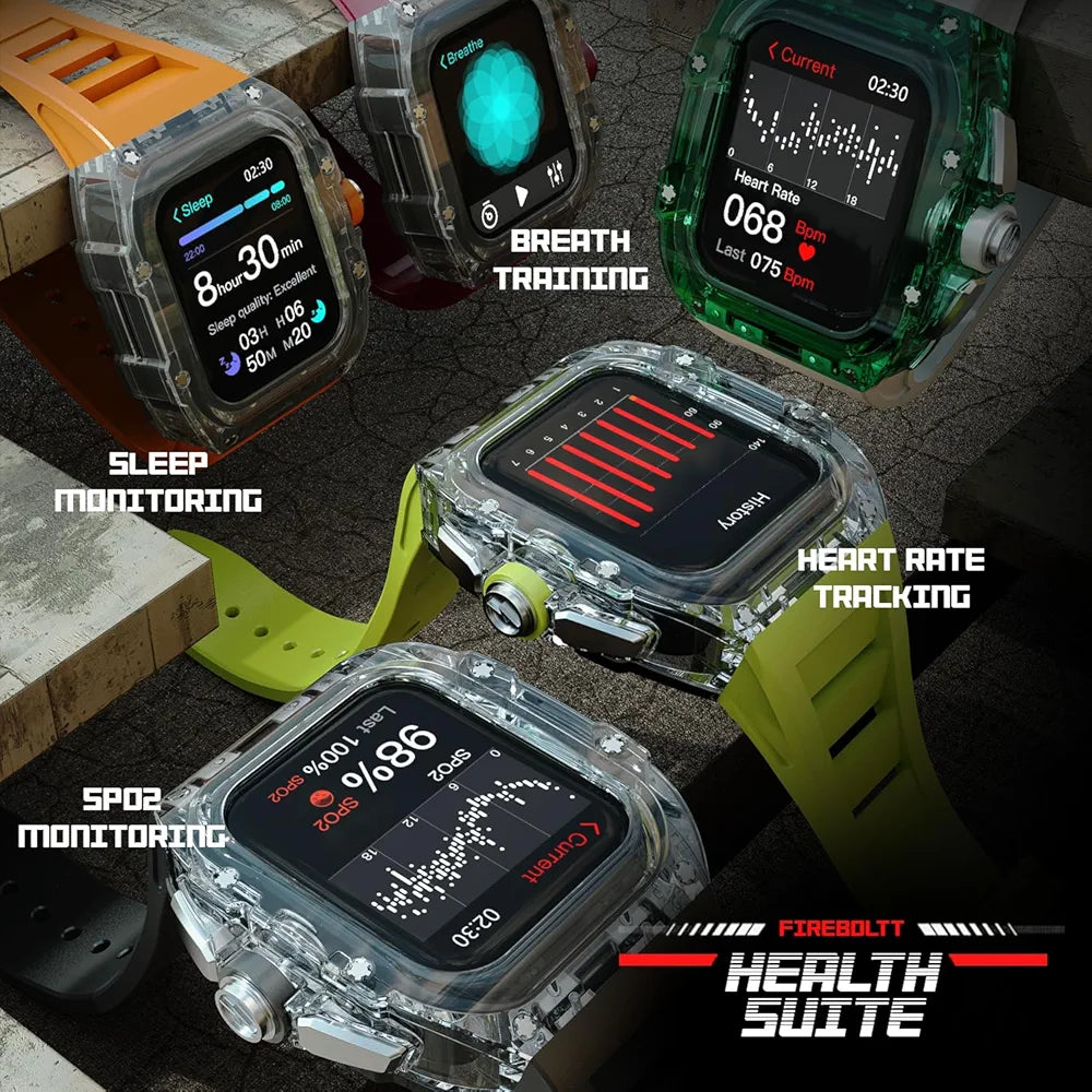 Fire-Boltt Diablo 1.95" Full IPS Touch Screen with a high Resolution 320 * 385 Pixel, 360 Health Monitoring, Wireless Charging Rugged Casing with Always On Display