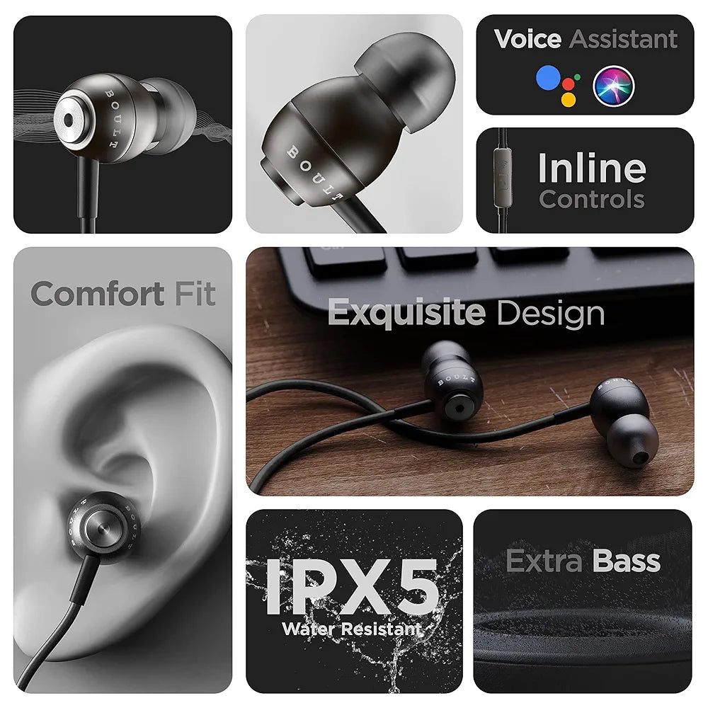 Boult Audio BassBuds Storm-X in-Ear Wired Earphones with Mic and Full Metal Body for Extra Bass & HD Sound 