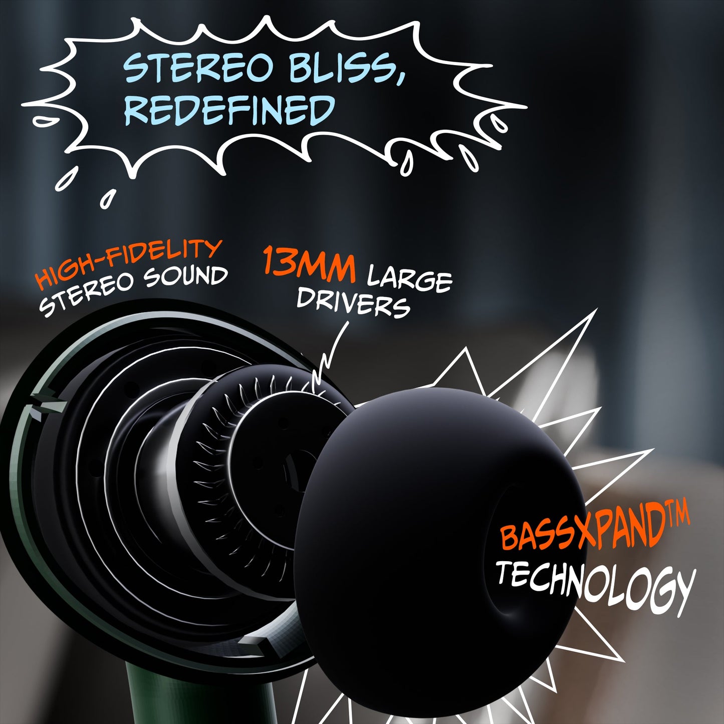 TRIGGR Rizz with 40H Playback, Spherical Design, 13mm Drivers, Rich Bass, Fast Charging, Bluetooth v5.3