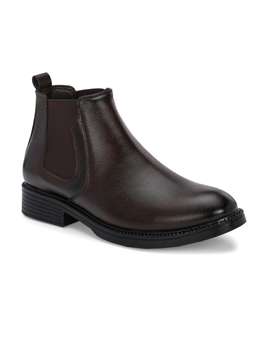 The Lifestyle Co. Men Brown High-Top Chelsea Boots