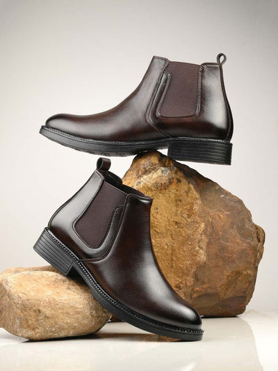The Lifestyle Co. Men Brown High-Top Chelsea Boots