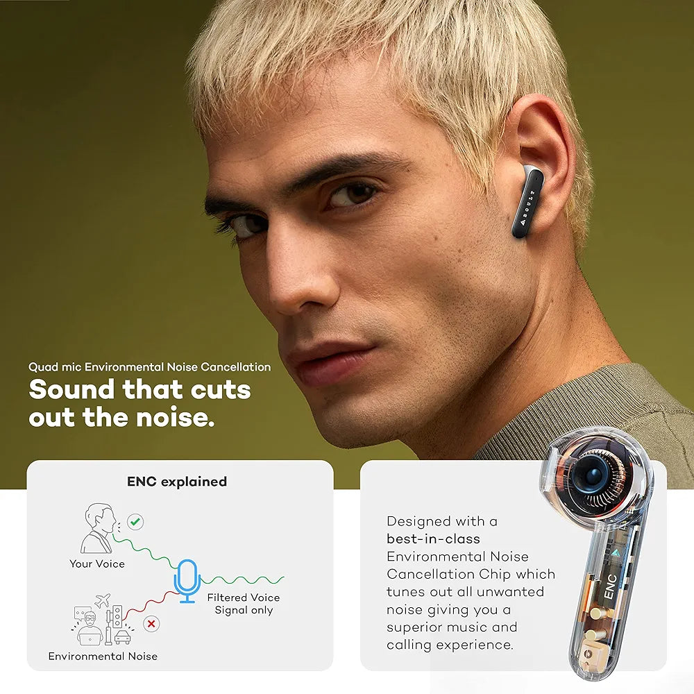 Boult Audio X1 Buds True Wireless in Ear Earbuds with 24H Playtime, Quad Mic ENC, Made in India, Type-C Fast Charging, Environmental Noise Cancellation, 10mm Bass Drivers, TWS Airbass ear buds 