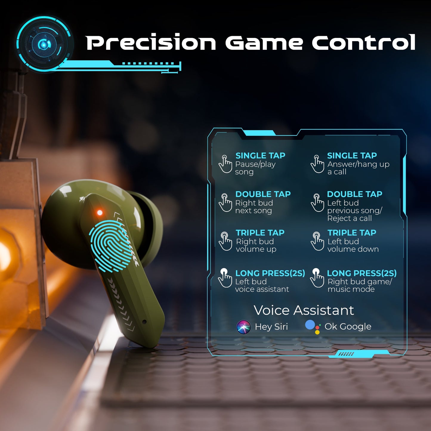 TRIGGR Kraken X4 with 13mm Drivers, 40ms Latency, ENC, 60H Battery, Rubber Finish, v5.4 Bluetooth