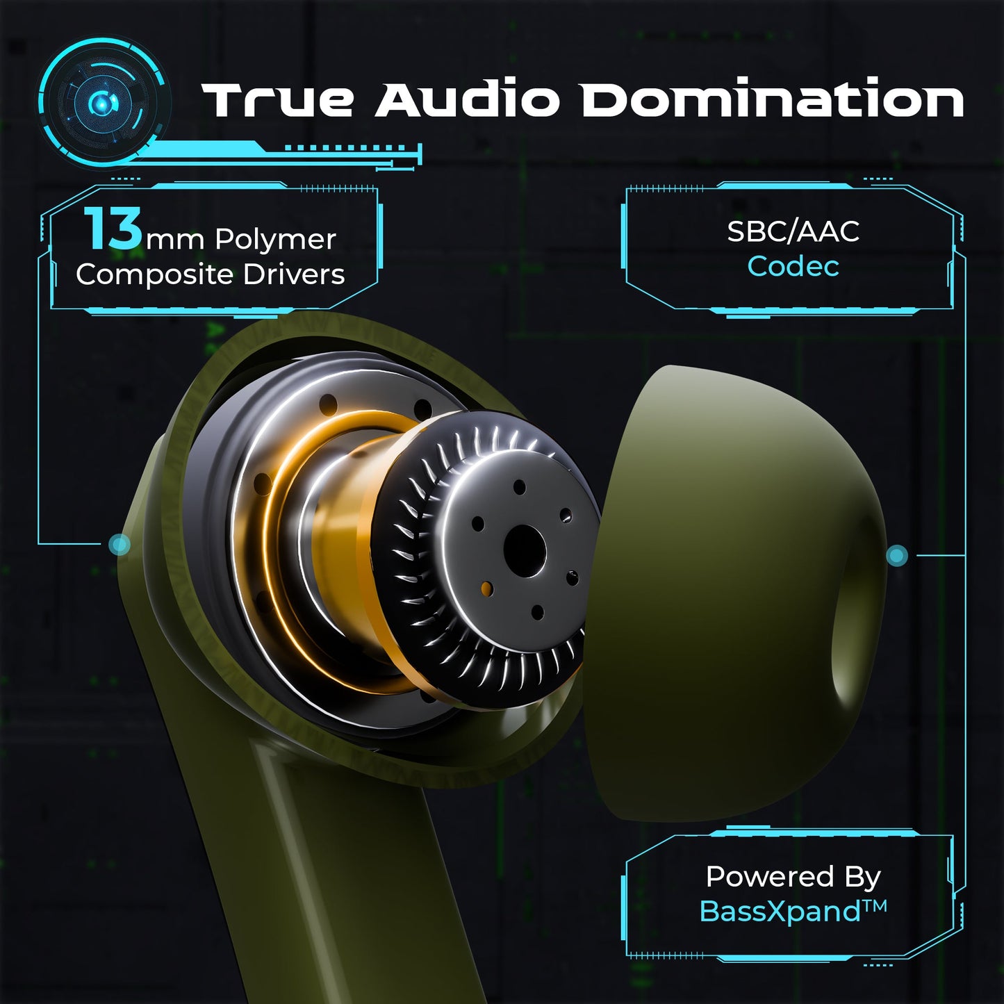 TRIGGR Kraken X4 with 13mm Drivers, 40ms Latency, ENC, 60H Battery, Rubber Finish, v5.4 Bluetooth