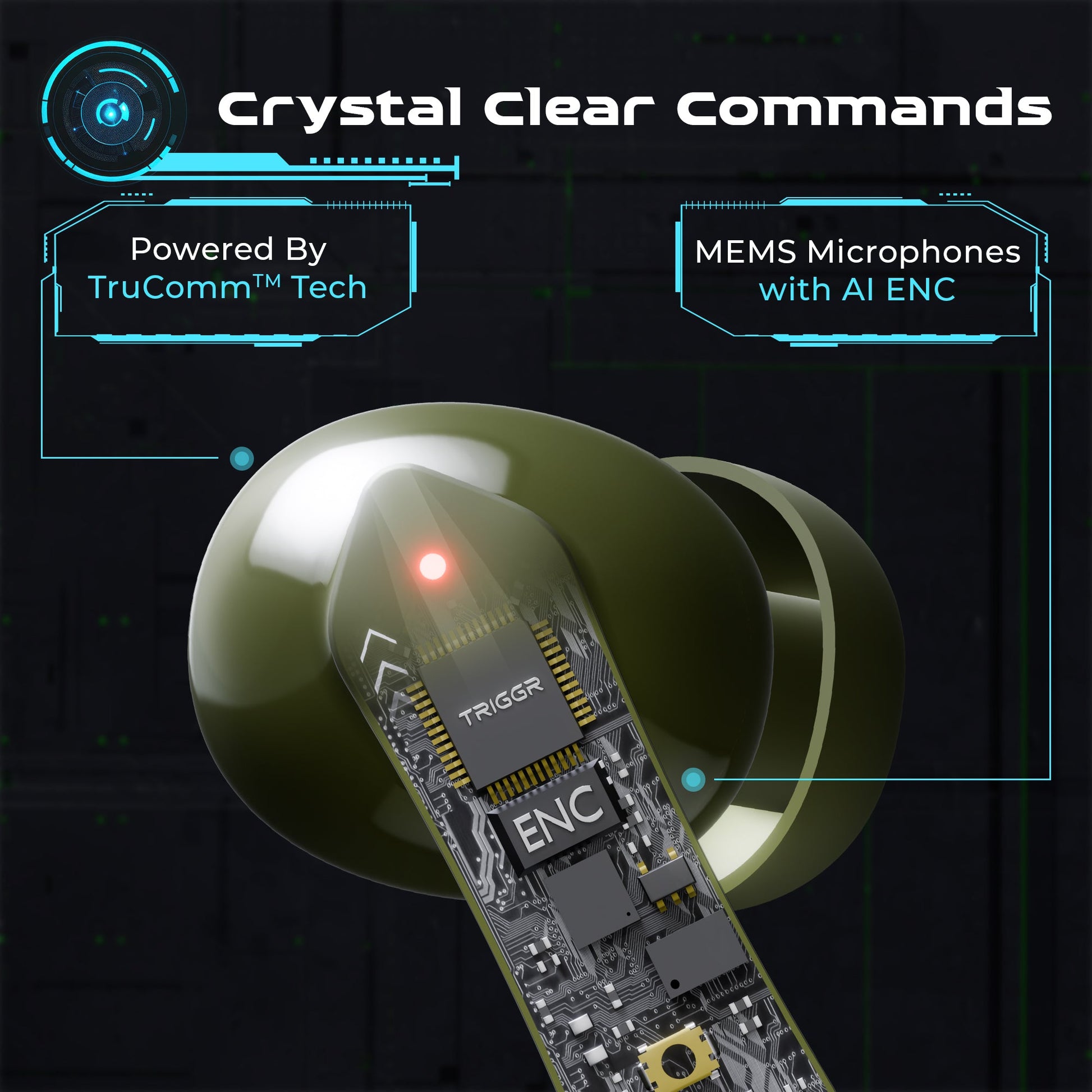 TRIGGR Kraken X4 with 13mm Drivers, 40ms Latency, ENC, 60H Battery, Rubber Finish, v5.4 Bluetooth