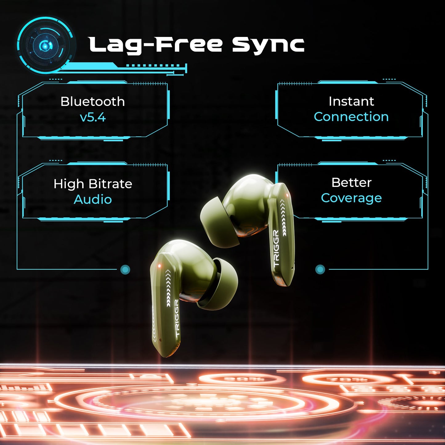 TRIGGR Kraken X4 with 13mm Drivers, 40ms Latency, ENC, 60H Battery, Rubber Finish, v5.4 Bluetooth