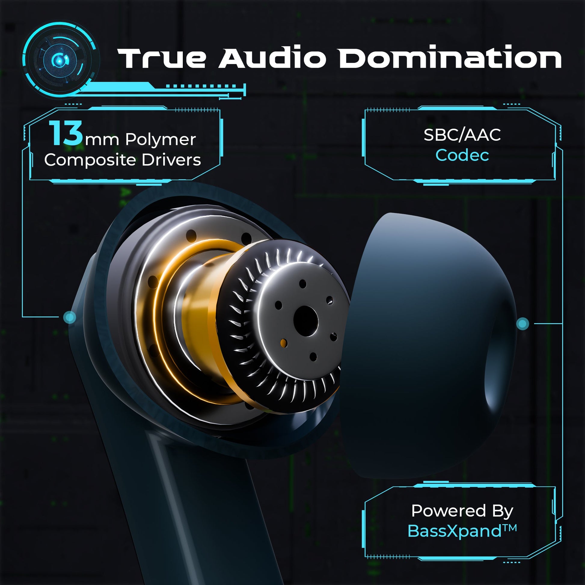 TRIGGR Kraken X4 with 13mm Drivers, 40ms Latency, ENC, 60H Battery, Rubber Finish, v5.4 Bluetooth