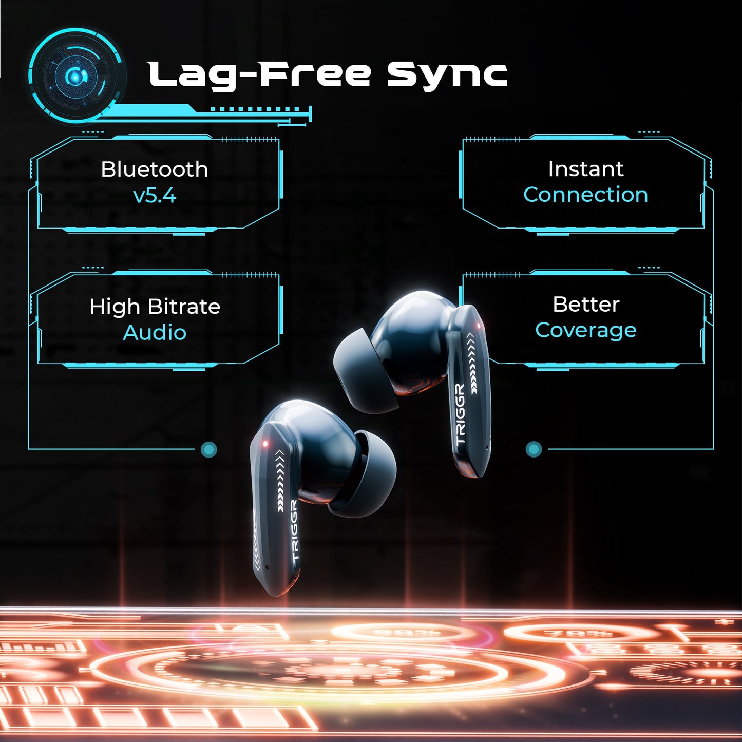 TRIGGR Kraken X4 with 13mm Drivers, 40ms Latency, ENC, 60H Battery, Rubber Finish, v5.4 Bluetooth