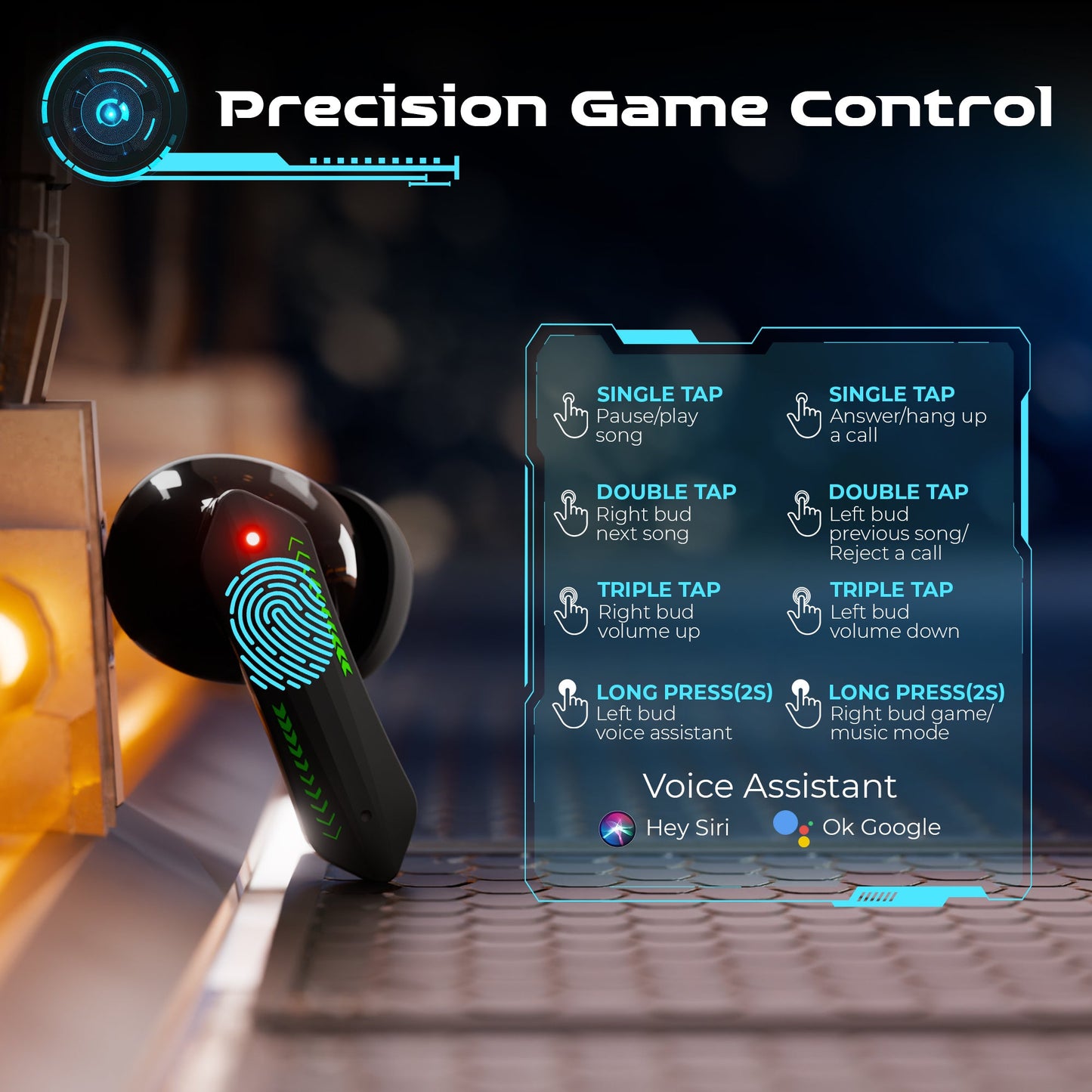 TRIGGR Kraken X4 with 13mm Drivers, 40ms Latency, ENC, 60H Battery, Rubber Finish, v5.4 Bluetooth