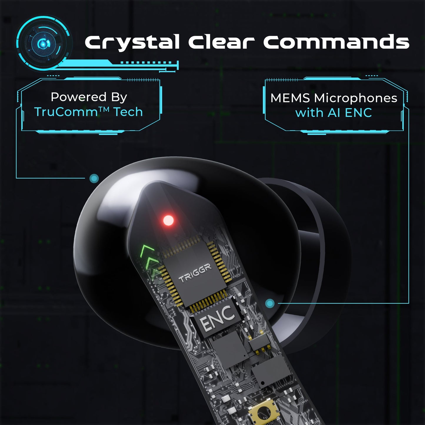 TRIGGR Kraken X4 with 13mm Drivers, 40ms Latency, ENC, 60H Battery, Rubber Finish, v5.4 Bluetooth