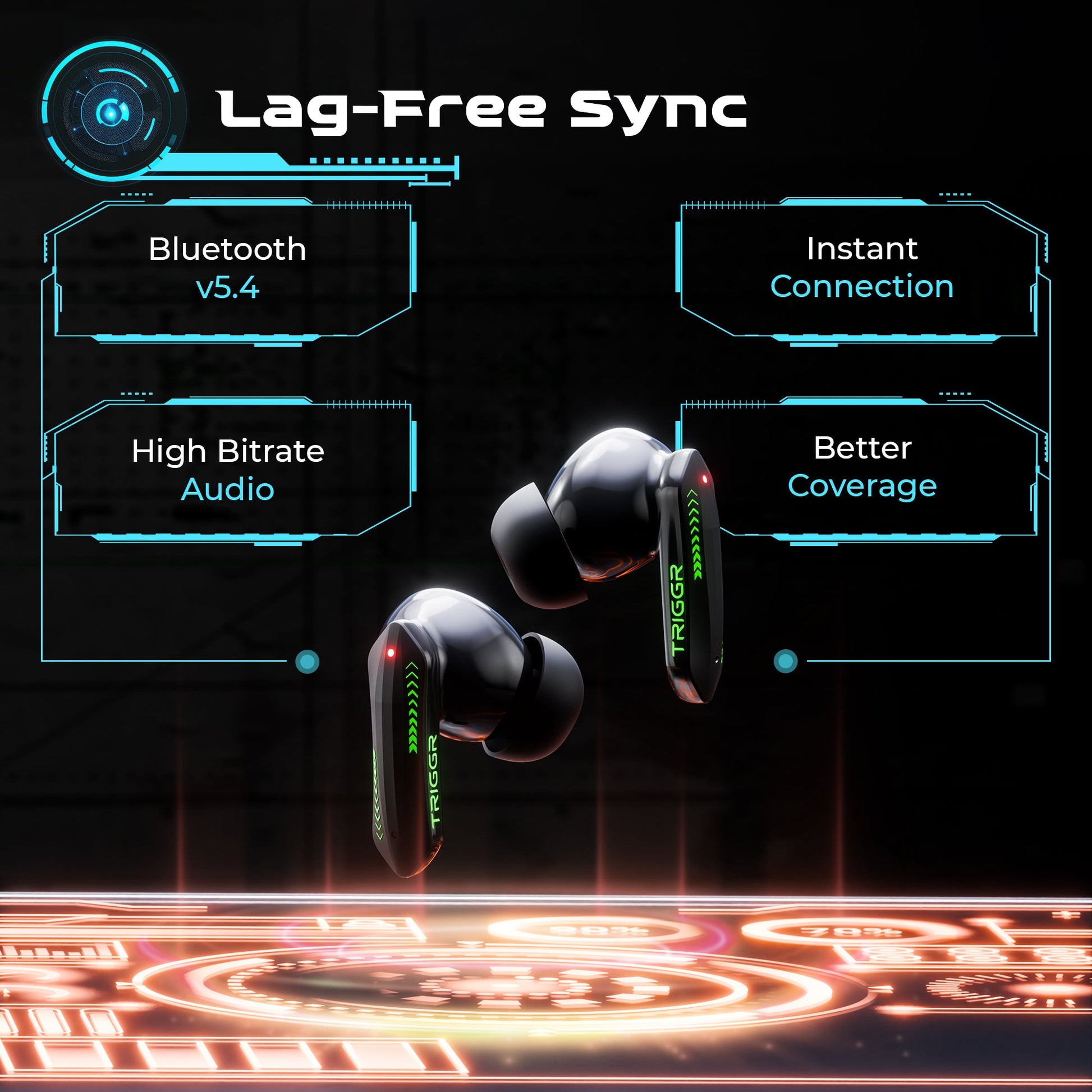 TRIGGR Kraken X4 with 13mm Drivers, 40ms Latency, ENC, 60H Battery, Rubber Finish, v5.4 Bluetooth