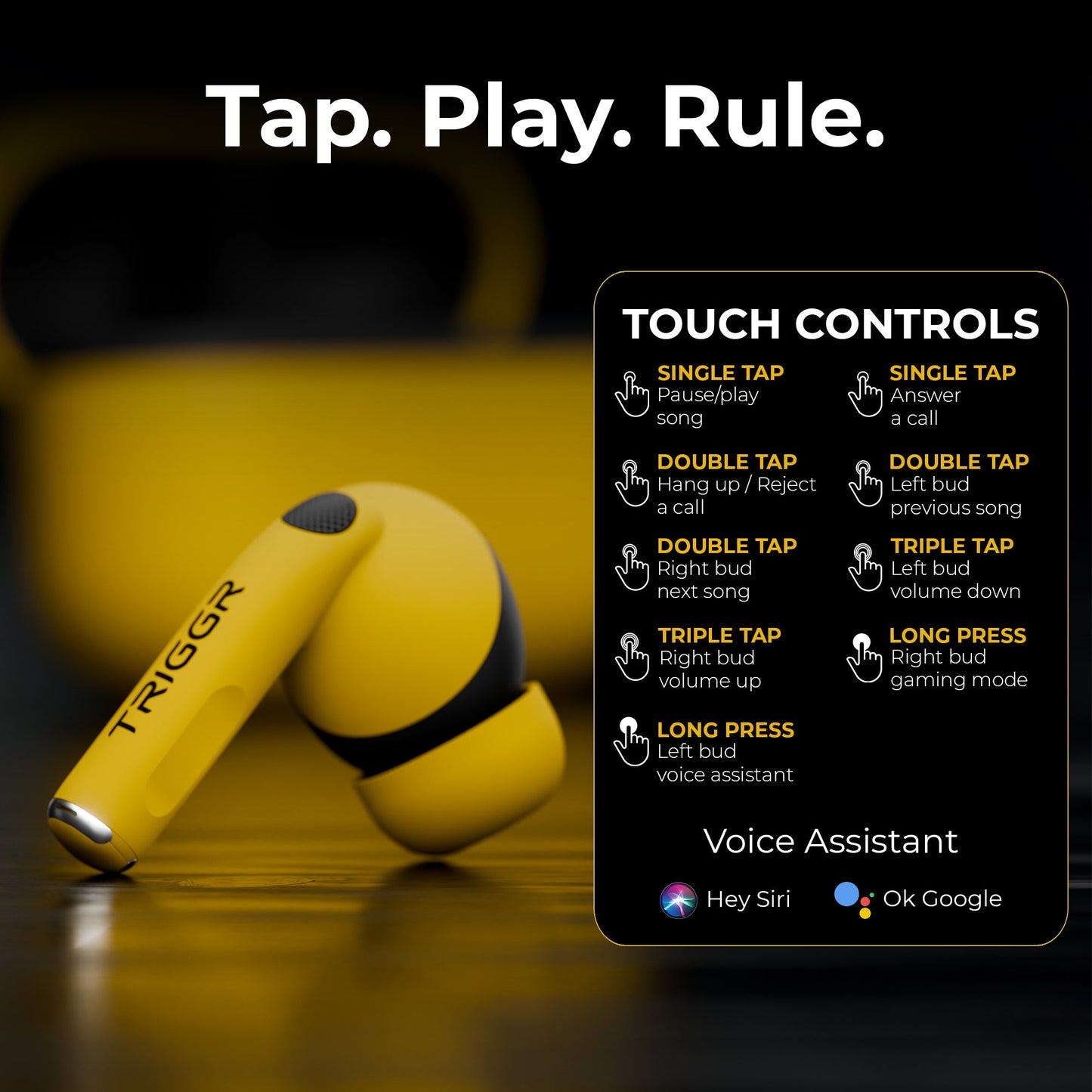 TRIGGR Ultrabuds N4 with Premium Finish, Rubber Grip Design, 40H Battery, 13 mm Drivers Bluetooth v5.4