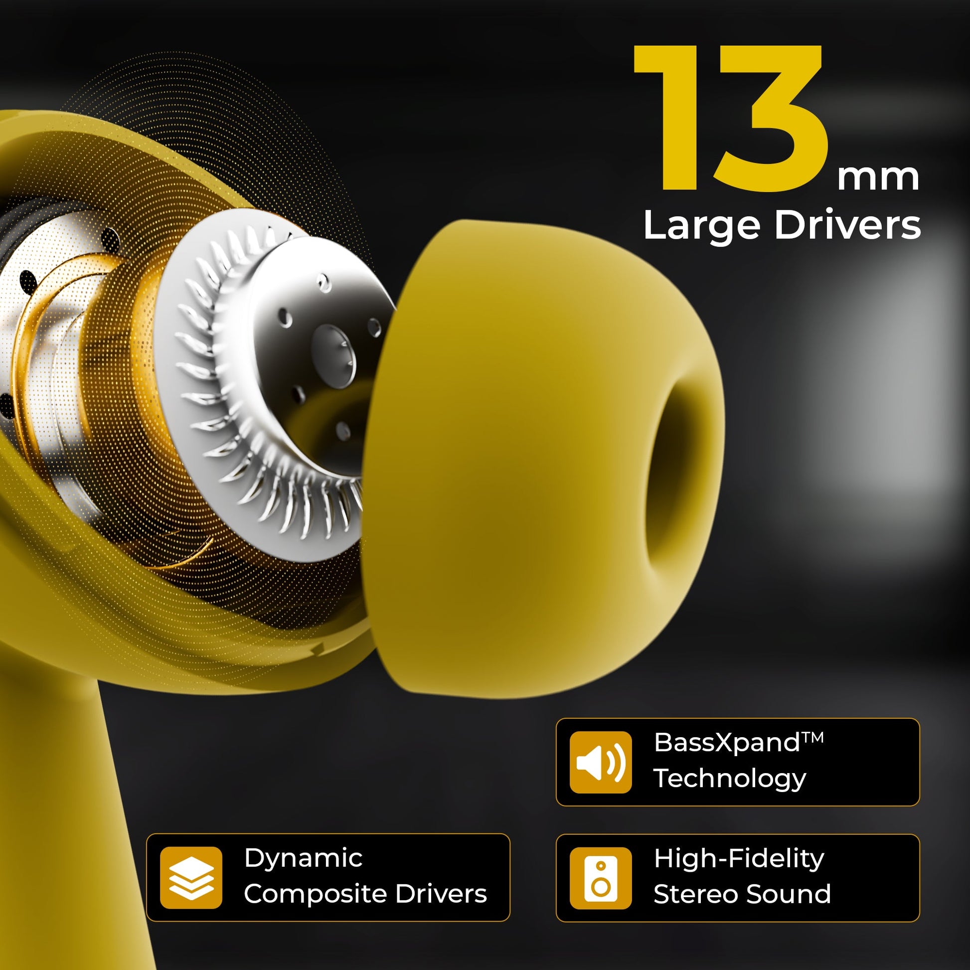 TRIGGR Ultrabuds N4 with Premium Finish, Rubber Grip Design, 40H Battery, 13 mm Drivers Bluetooth v5.4