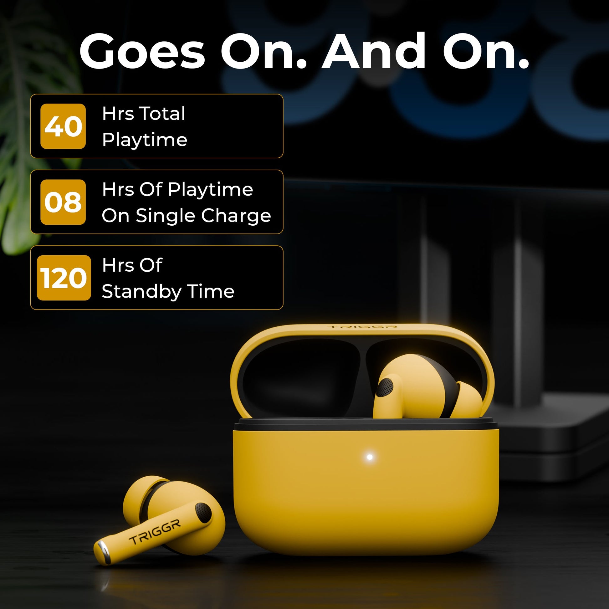 TRIGGR Ultrabuds N4 with Premium Finish, Rubber Grip Design, 40H Battery, 13 mm Drivers Bluetooth v5.4