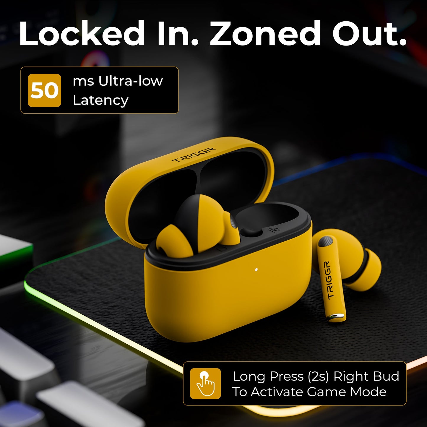 TRIGGR Ultrabuds N4 with Premium Finish, Rubber Grip Design, 40H Battery, 13 mm Drivers Bluetooth v5.4