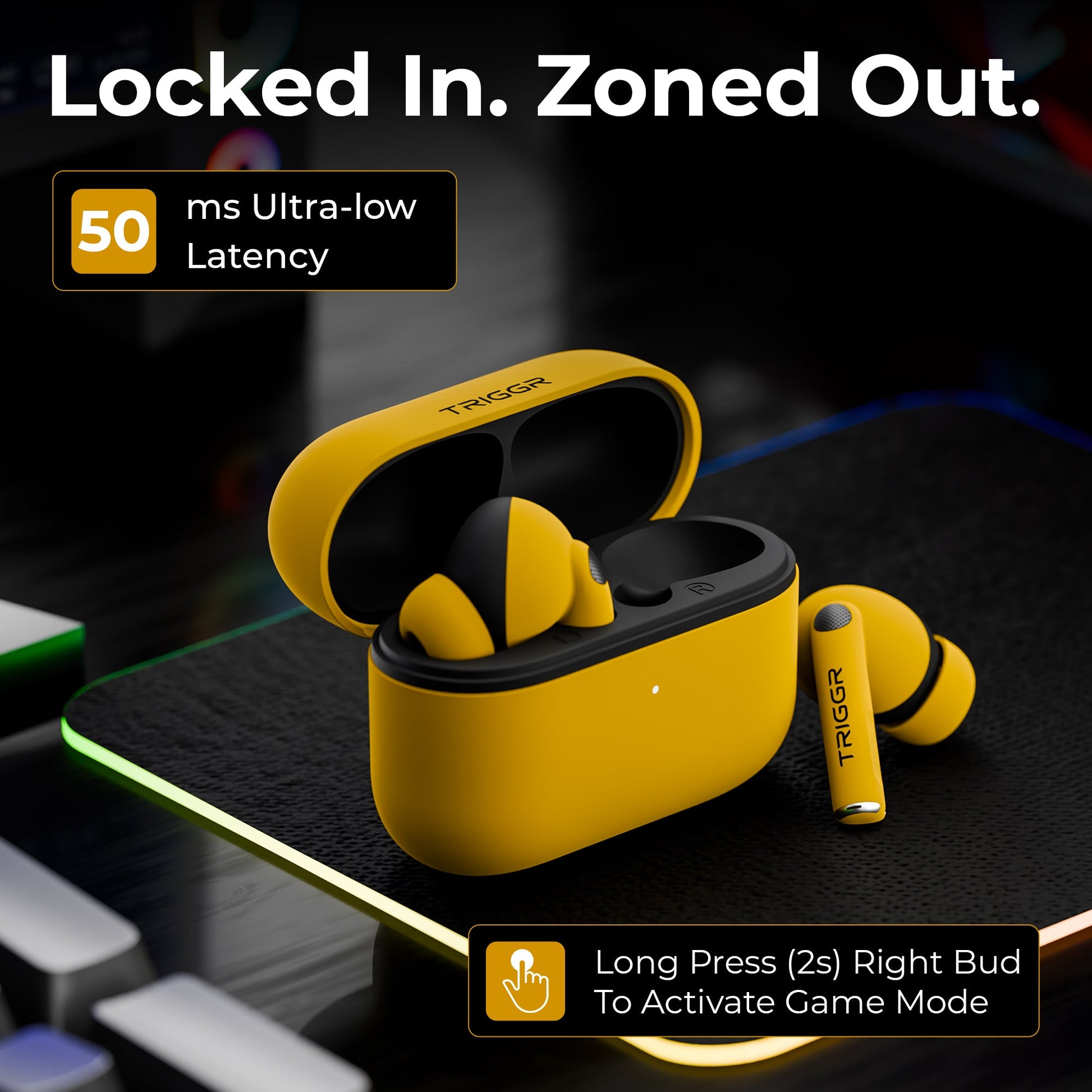 TRIGGR Ultrabuds N4 with Premium Finish, Rubber Grip Design, 40H Battery, 13 mm Drivers Bluetooth v5.4