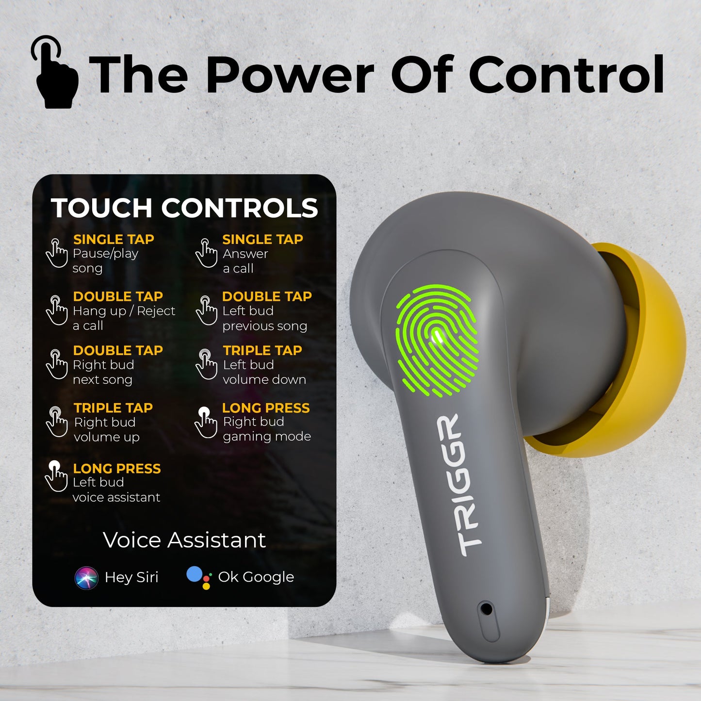 TRIGGR Ultrabuds N3 with Crystal-Clear Calling, 13mm Drivers, Fast Charging, 50H Battery, BassXpand Tech, v5.4 Bluetooth