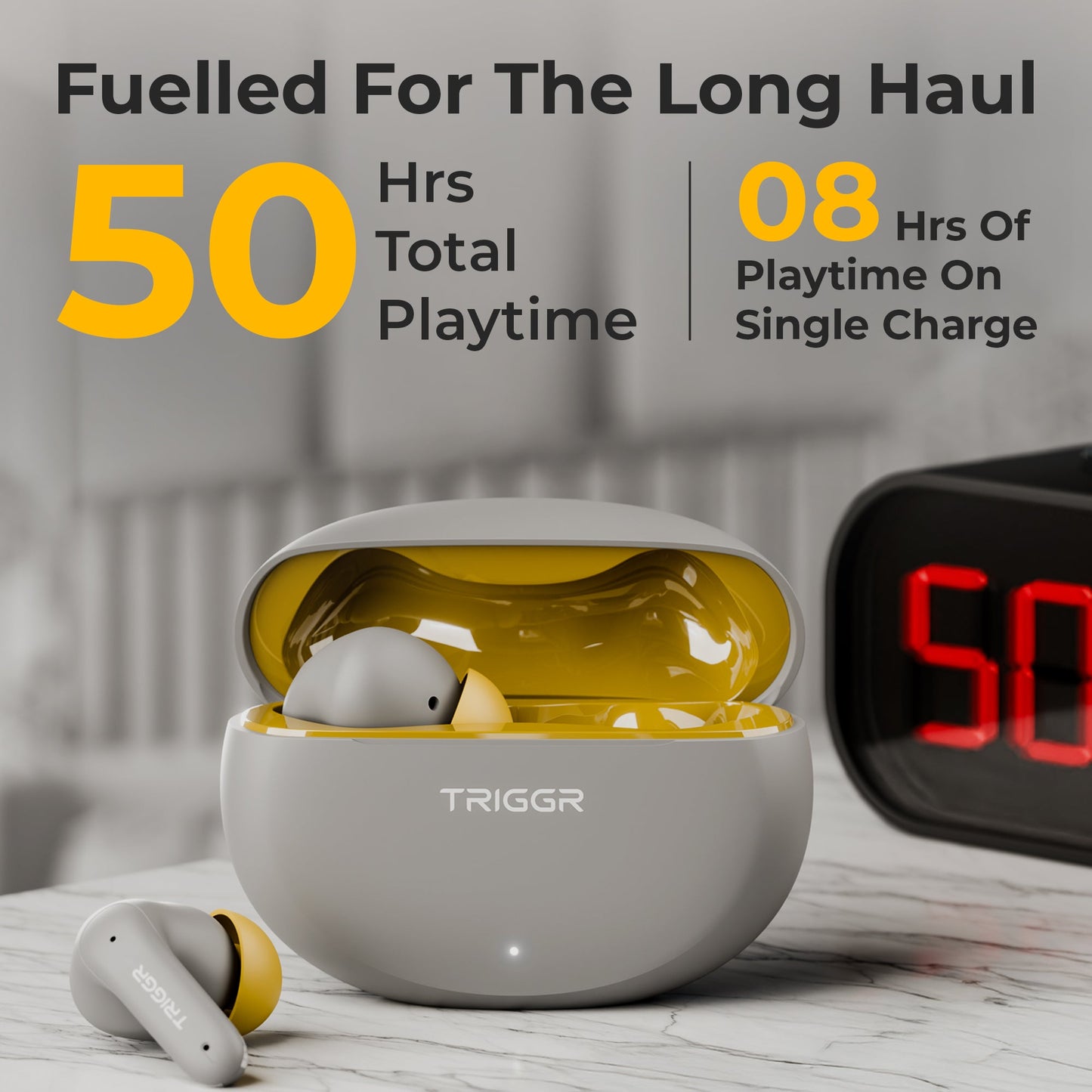 TRIGGR Ultrabuds N3 with Crystal-Clear Calling, 13mm Drivers, Fast Charging, 50H Battery, BassXpand Tech, v5.4 Bluetooth