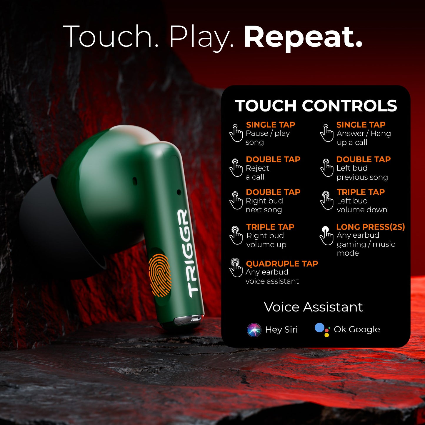 TRIGGR Ultrabuds N5 with Latest BT v6.0, 40Hr Playtime, 13mm Dynamic Drivers, Rich Bass