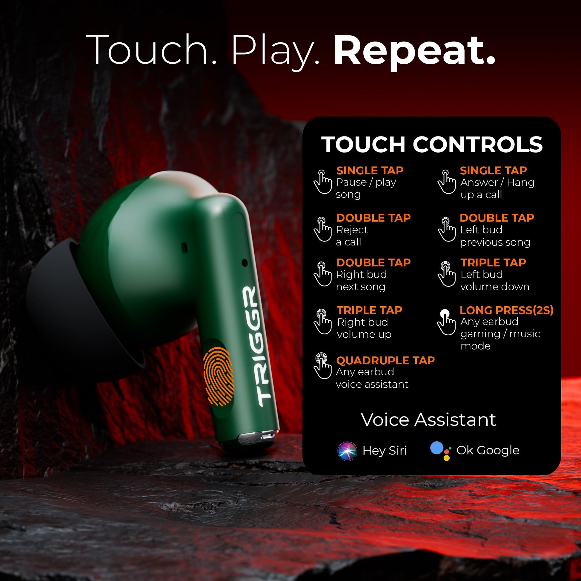 TRIGGR Ultrabuds N5 with Latest BT v6.0, 40Hr Playtime, 13mm Dynamic Drivers, Rich Bass