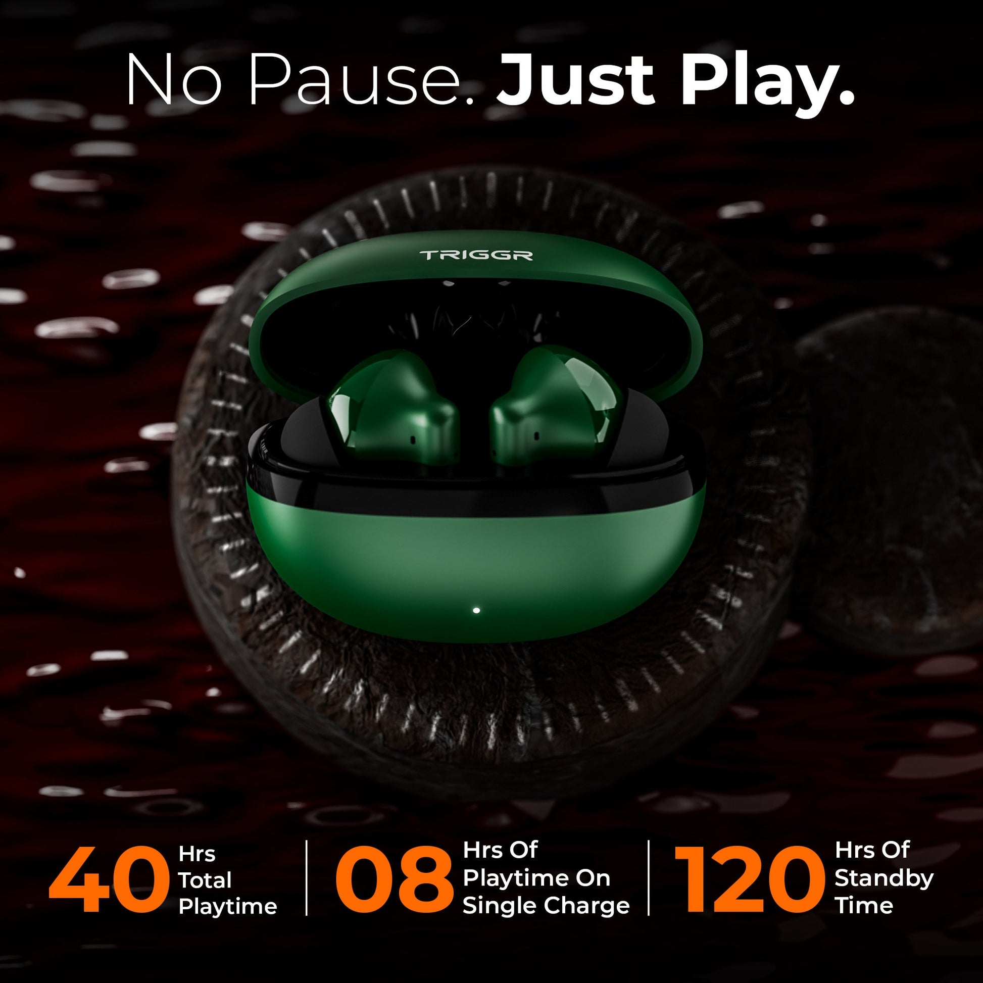 TRIGGR Ultrabuds N5 with Latest BT v6.0, 40Hr Playtime, 13mm Dynamic Drivers, Rich Bass