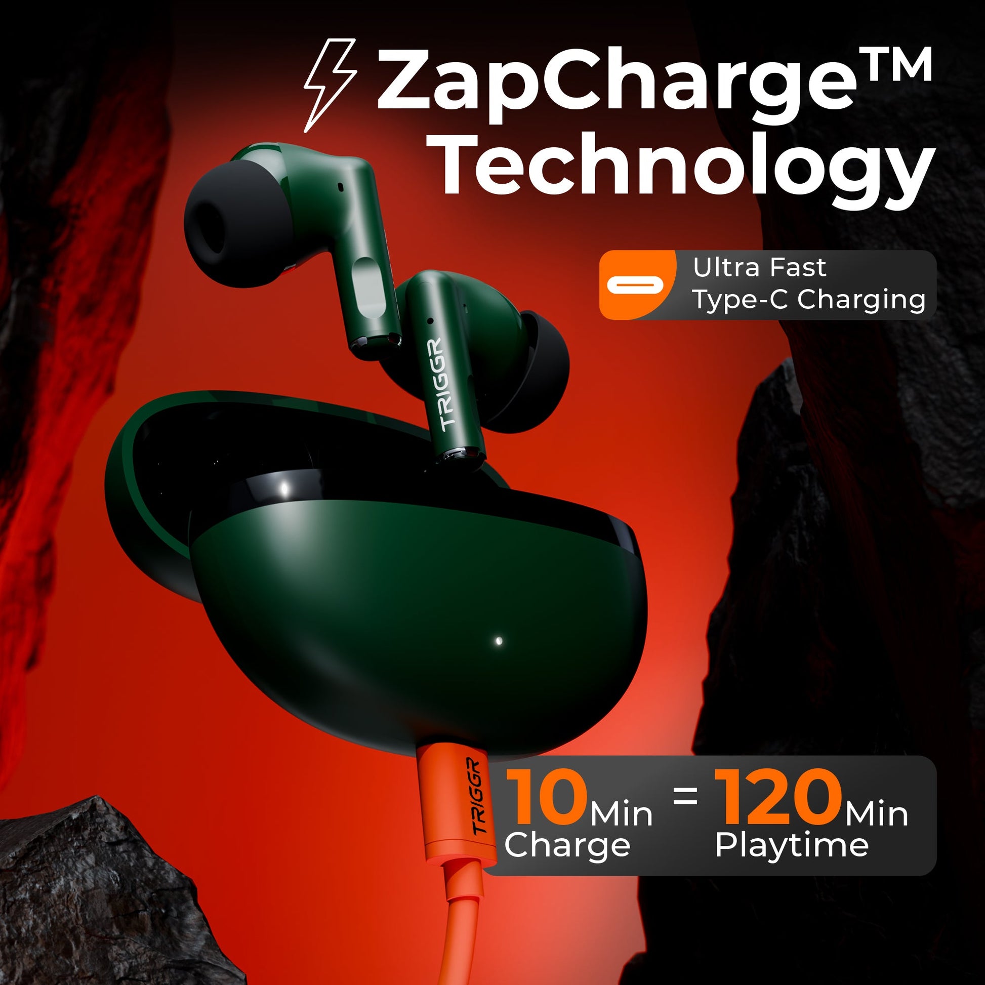 TRIGGR Ultrabuds N5 with Latest BT v6.0, 40Hr Playtime, 13mm Dynamic Drivers, Rich Bass