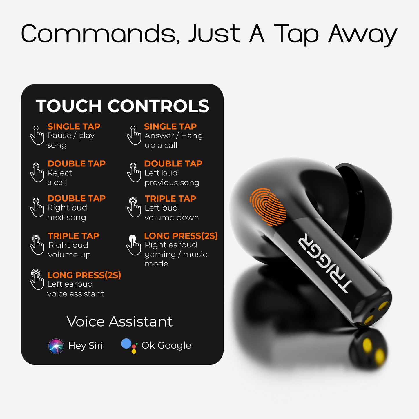 TRIGGR Opus with Latest BT v6.0, Dual Pairing, SpectraShell Case, 40Hr Playtime, 10mm Dynamic Drivers, Rich Bass