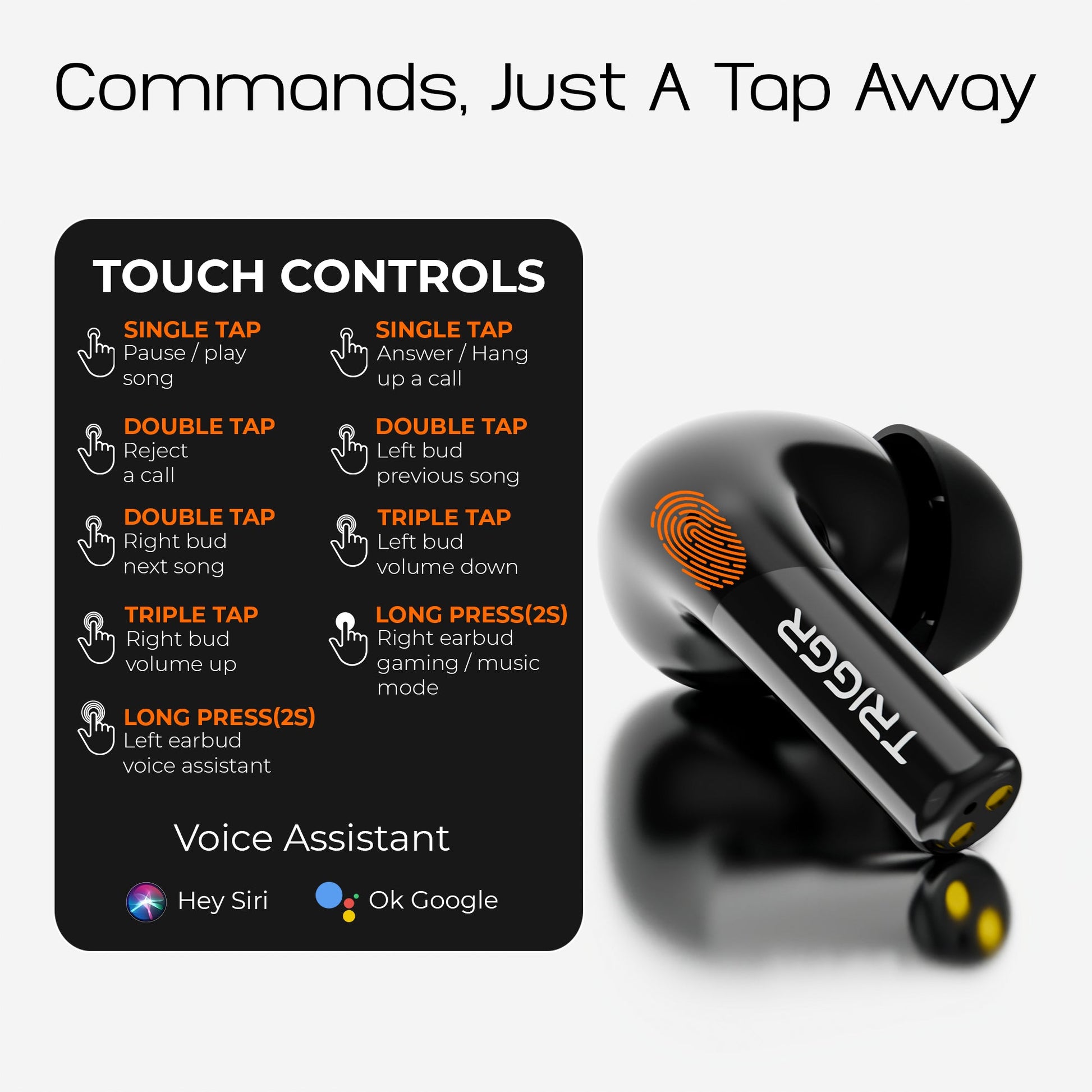 TRIGGR Opus with Latest BT v6.0, Dual Pairing, SpectraShell Case, 40Hr Playtime, 10mm Dynamic Drivers, Rich Bass