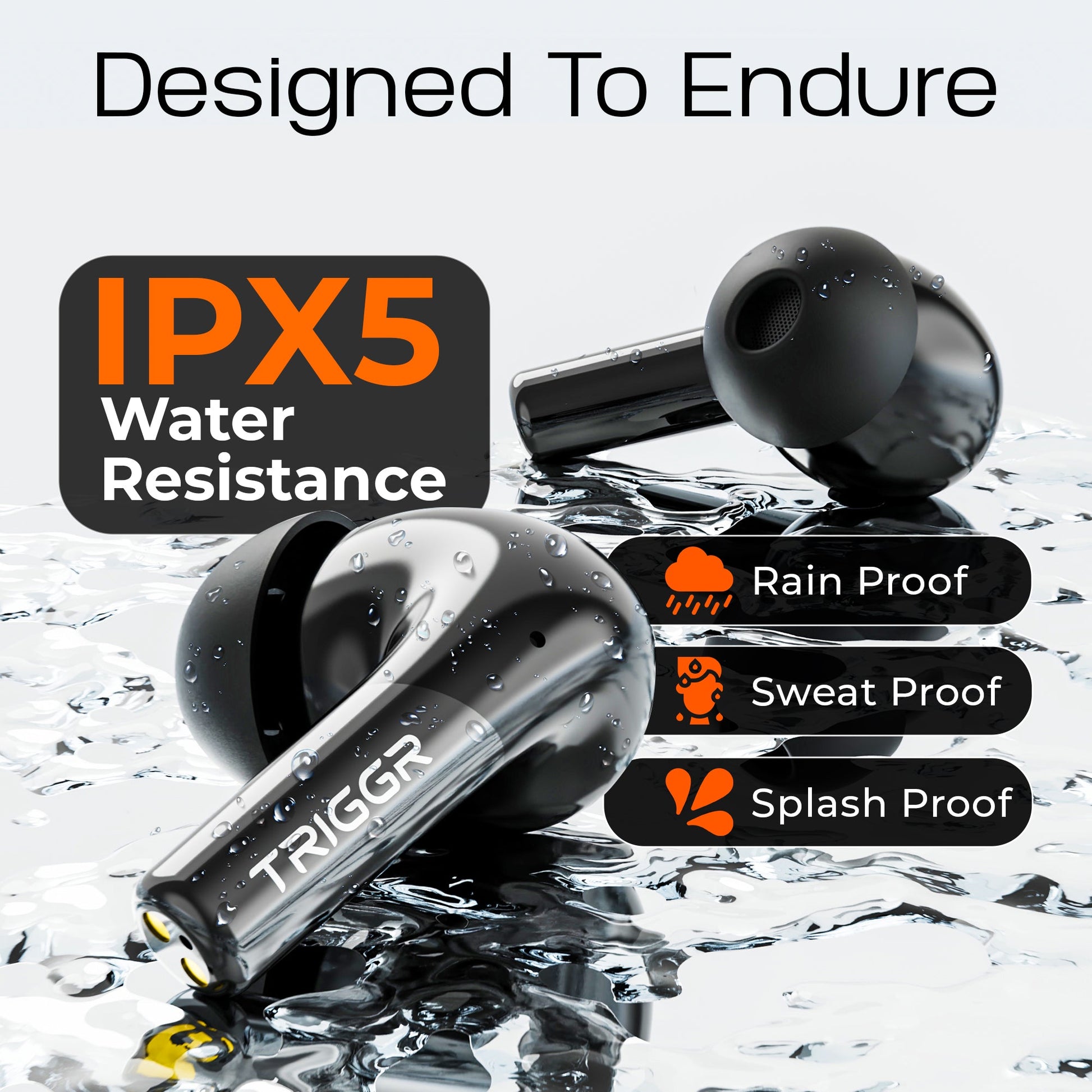 TRIGGR Opus with Latest BT v6.0, Dual Pairing, SpectraShell Case, 40Hr Playtime, 10mm Dynamic Drivers, Rich Bass