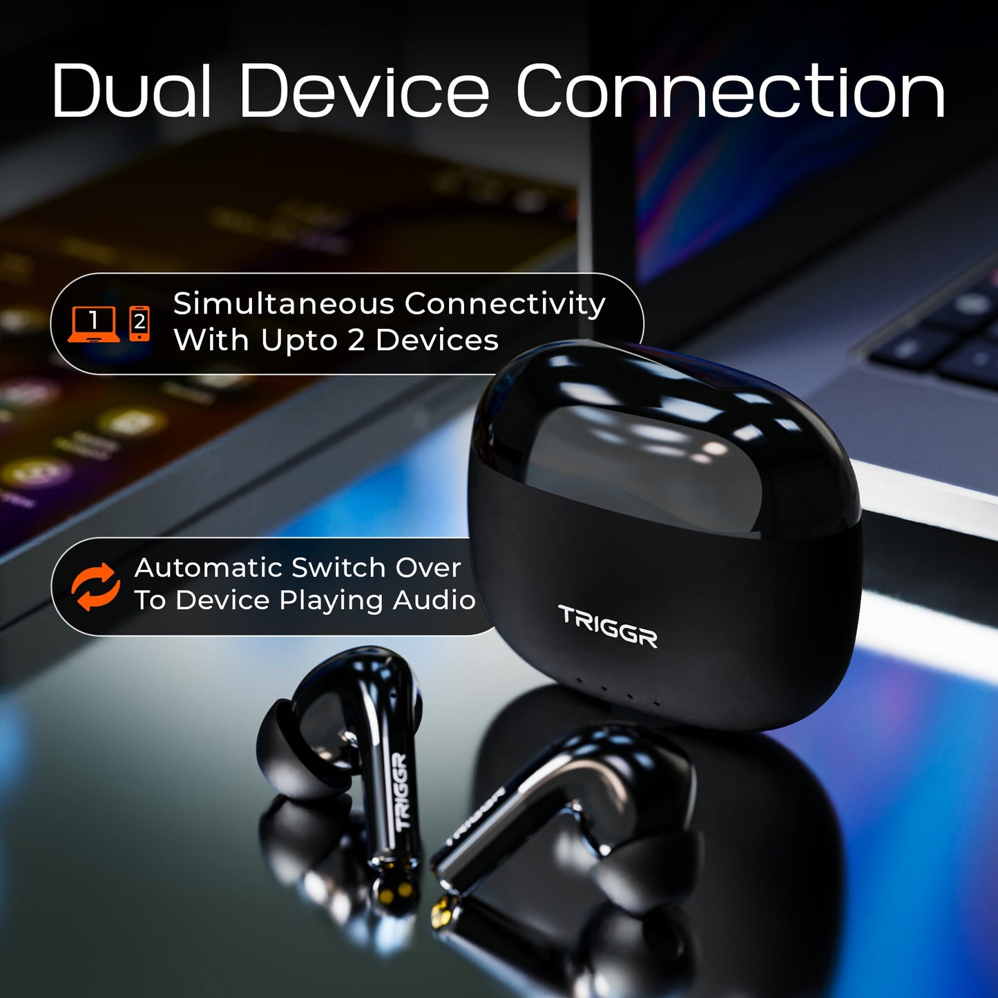 TRIGGR Opus with Latest BT v6.0, Dual Pairing, SpectraShell Case, 40Hr Playtime, 10mm Dynamic Drivers, Rich Bass