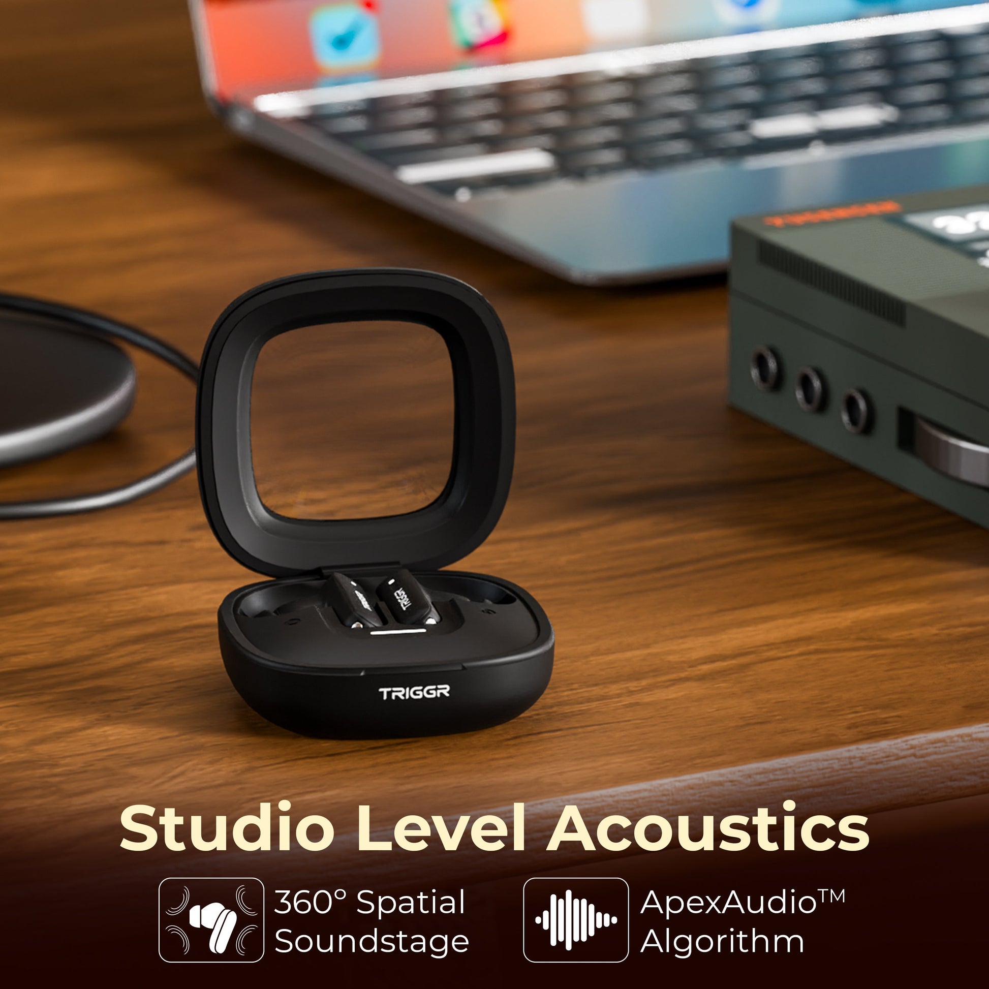 TRIGGR Apex S1 Dual Pairing, 100H Battery, 360º Spatial Soundstage, Quad Mic ENC, Scratch Proof, Rubber Finish Bluetooth Headset