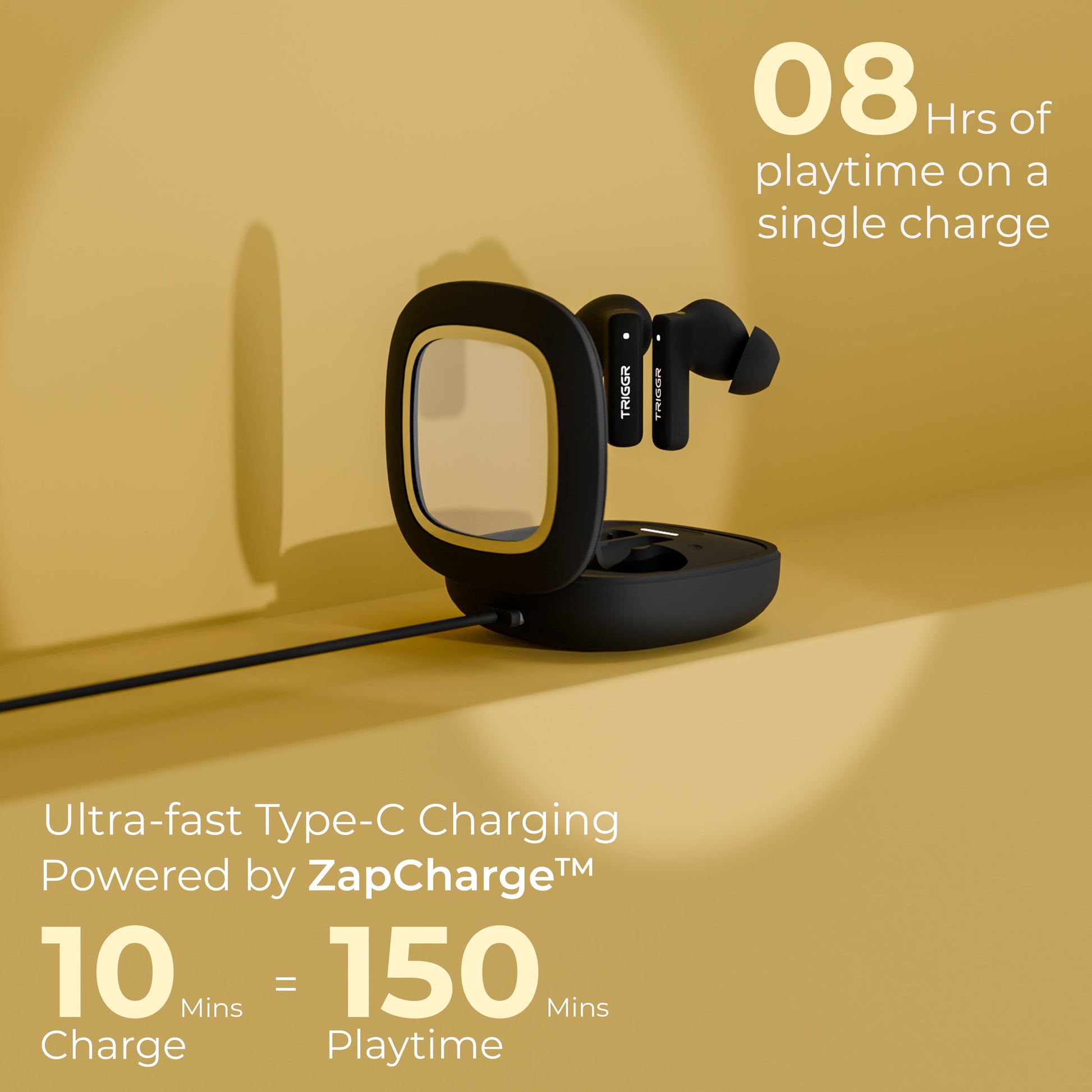 TRIGGR Apex S1 Dual Pairing, 100H Battery, 360º Spatial Soundstage, Quad Mic ENC, Scratch Proof, Rubber Finish Bluetooth Headset