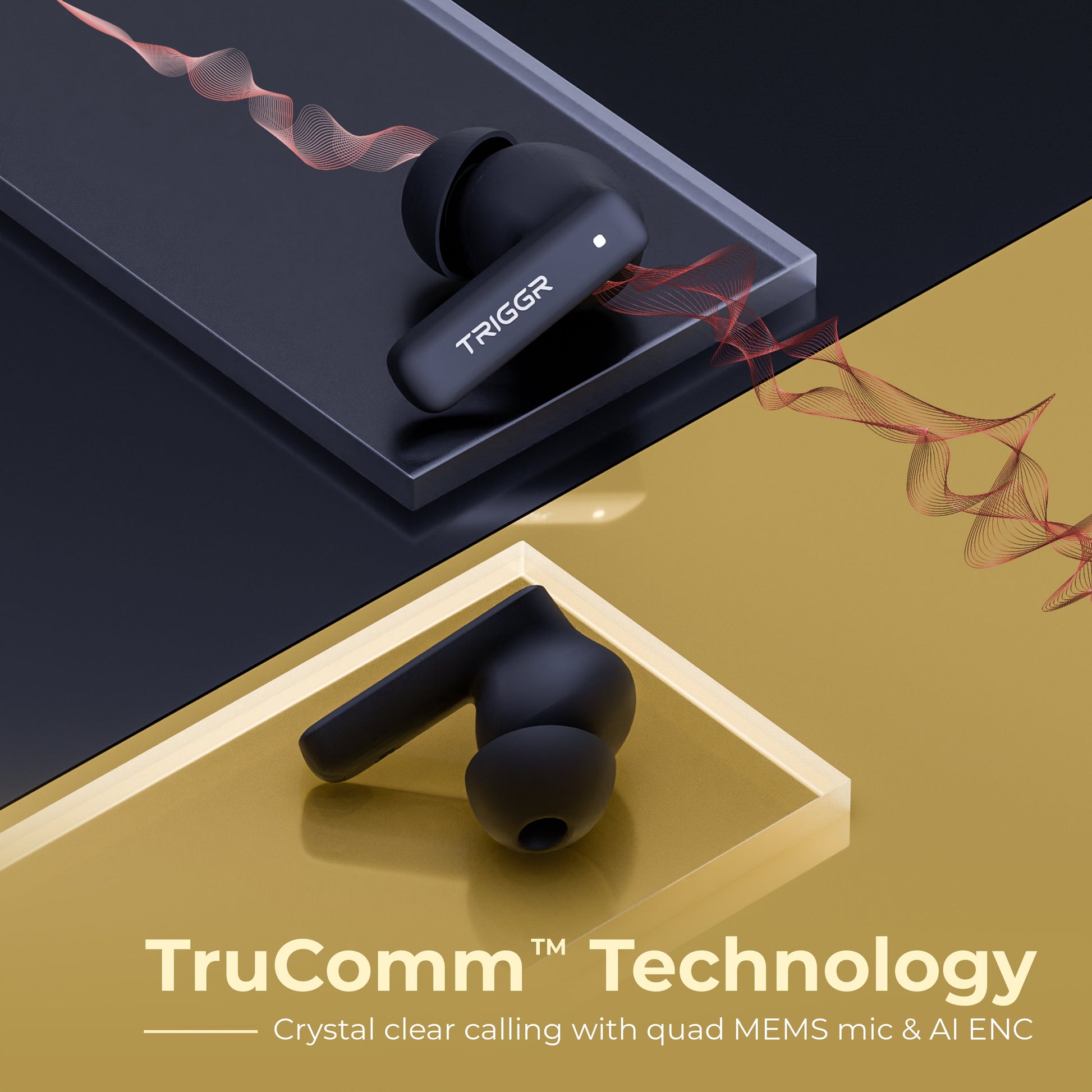 TRIGGR Apex S1 Dual Pairing, 100H Battery, 360º Spatial Soundstage, Quad Mic ENC, Scratch Proof, Rubber Finish Bluetooth Headset