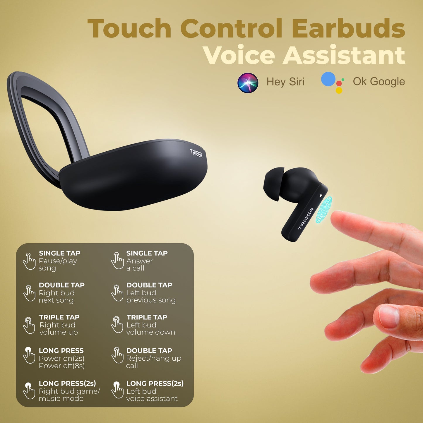 TRIGGR Apex S1 Dual Pairing, 100H Battery, 360º Spatial Soundstage, Quad Mic ENC, Scratch Proof, Rubber Finish Bluetooth Headset