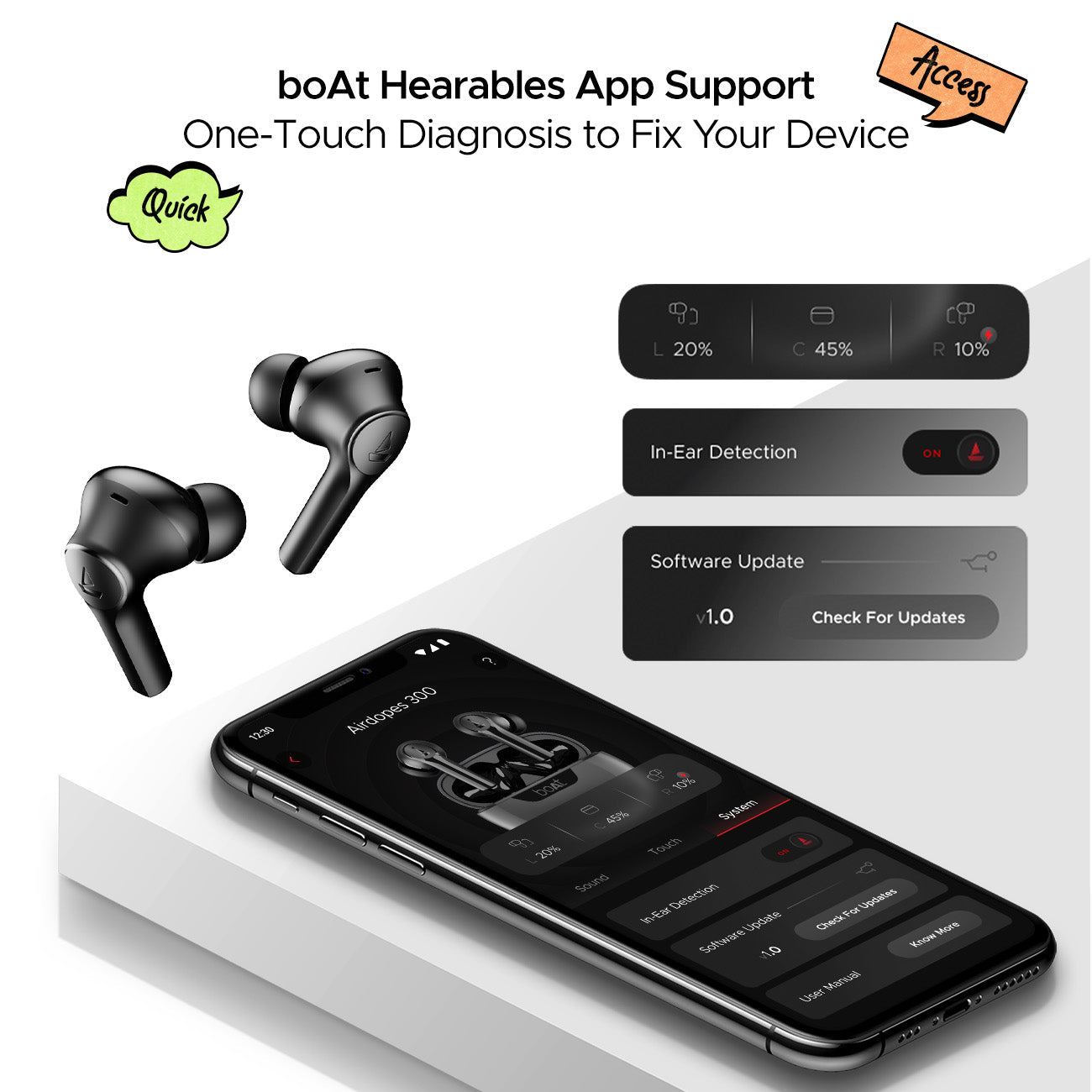 boAt Airdopes 300 | Wireless Earbuds with 50 Hours Playback, Quad Mics AI ENx™ Tech, ASAP™ Charge, Spatial Audio