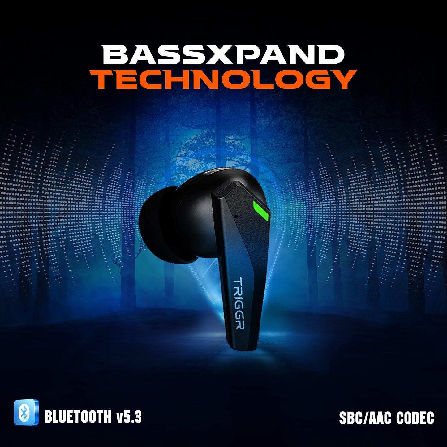 TRIGGR Kraken X1 with Battery Display, 40ms Ultra-low Latency, Quad Mic ENC, 40Hr Battery, Fast Charge, v5.3 Bluetooth Headset